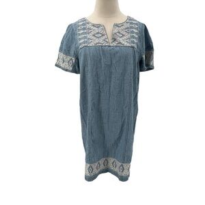 Madewell Denim Embroidered Chambray Jean Dress Size Medium Women’s